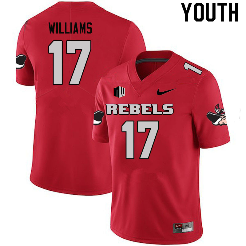 Youth #17 Kris Williams UNLV Rebels College Football Jerseys Sale-Scarlet - Click Image to Close